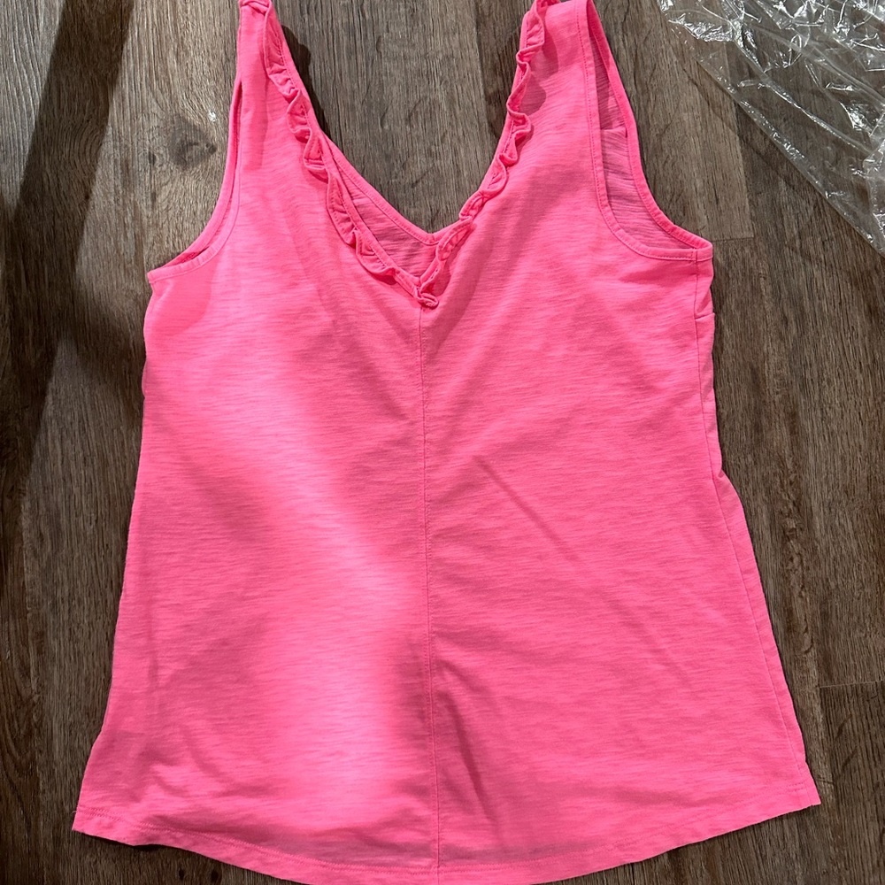 Lily Pulitzer hot pink,  v ruffle tank